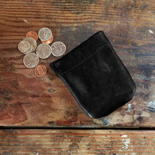 Cowhide Black Coin Pouch