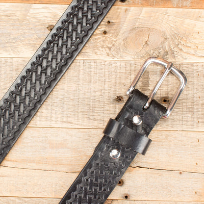 Basket Weave Leather Black Belt
