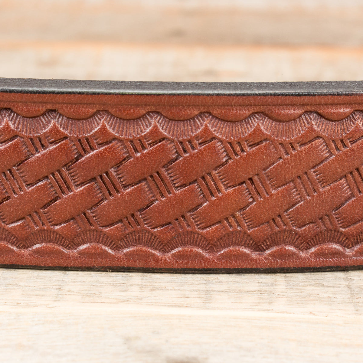 Basket Weave Brown Leather Belt
