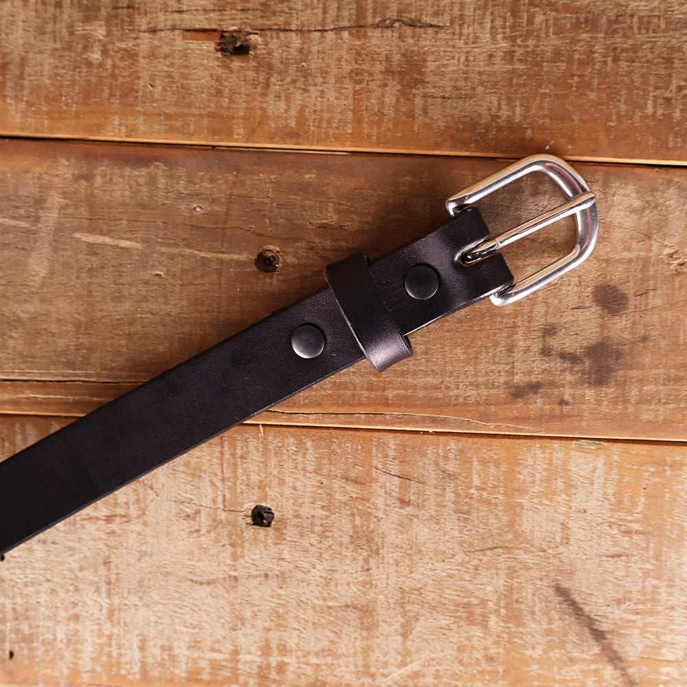 The Dakota - Women's Black Smooth 1" Belt with Silver Buckle