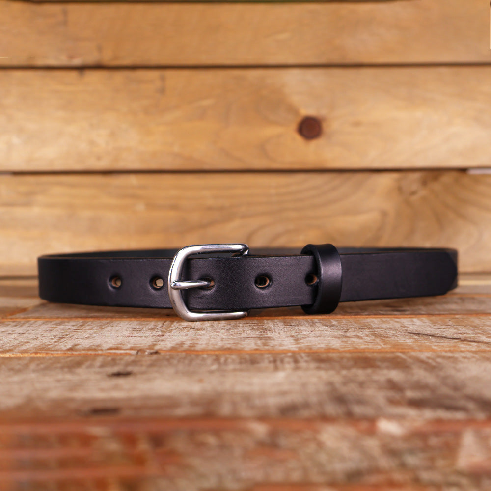 The Dakota - Women's Black Smooth 1" Belt with Silver Buckle