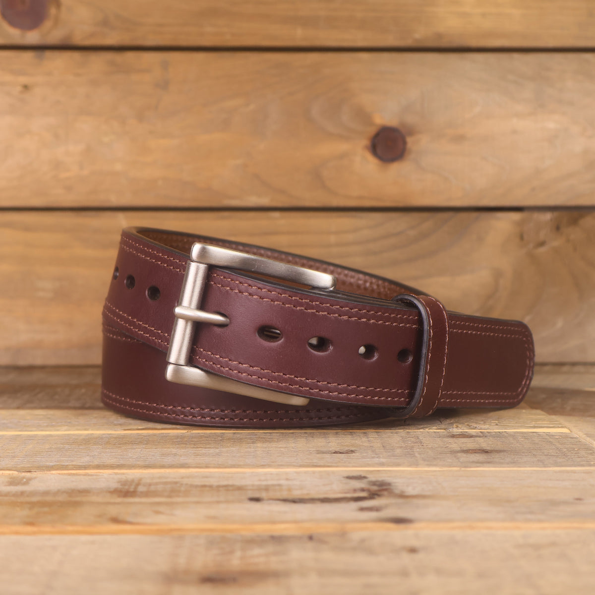 The Ridge - Double Layer Brown Leather Belt 1.5"