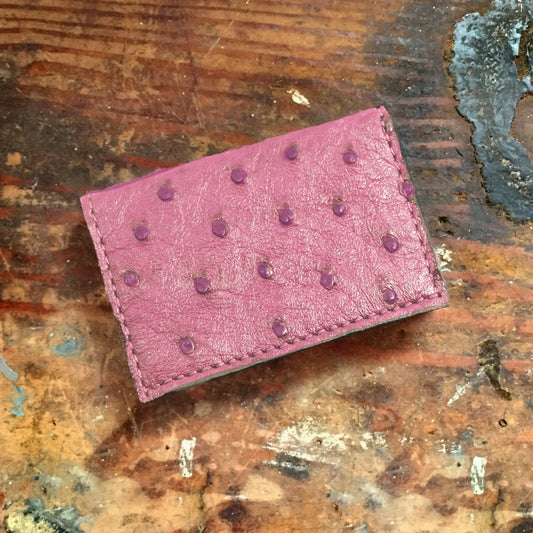 Ostrich Pink Card Case Wallet