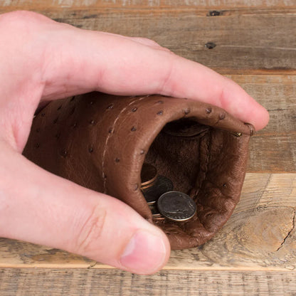 Ostrich Brown Coin Pouch