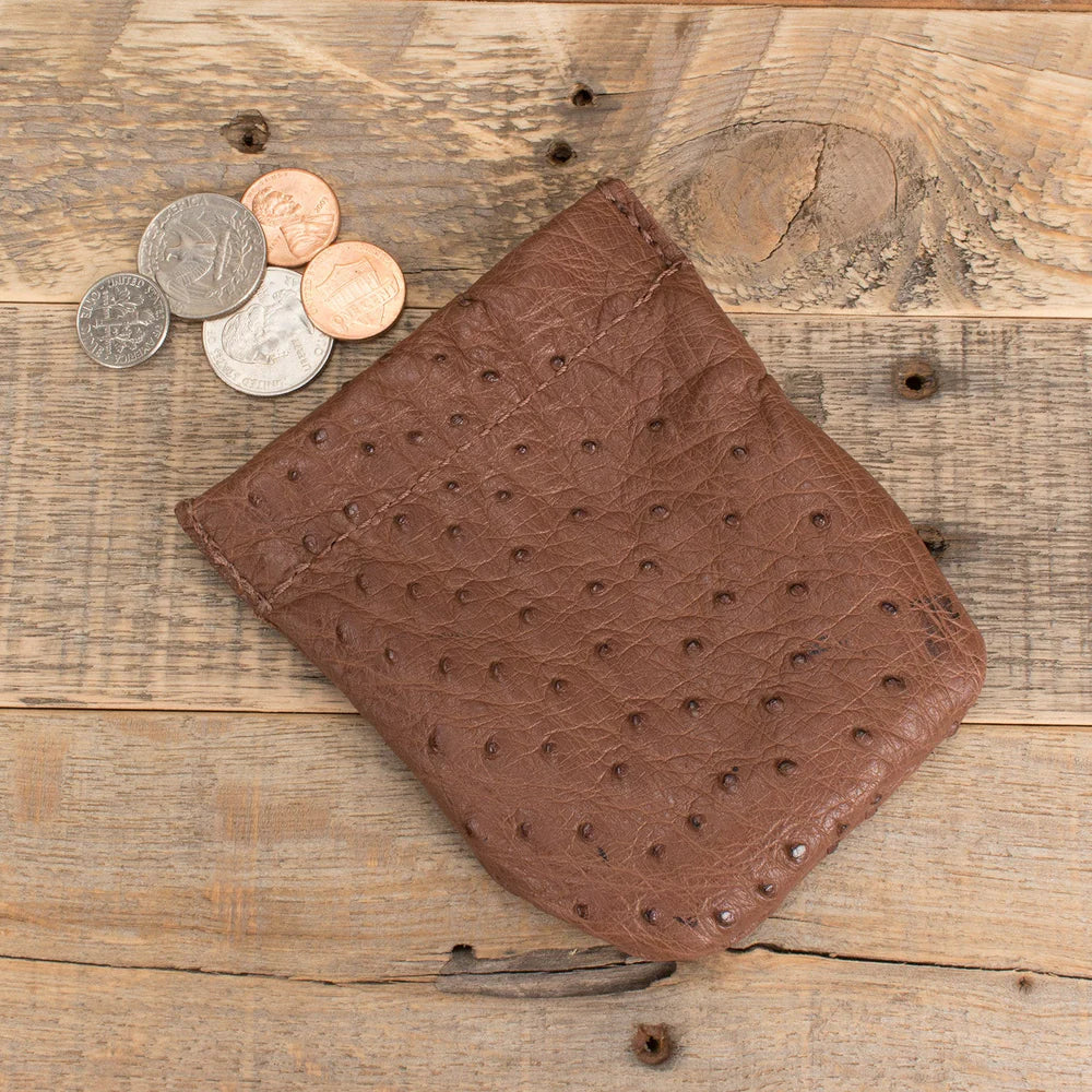 Ostrich Brown Coin Pouch