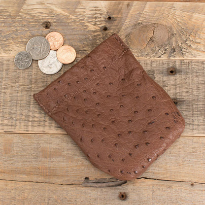 Ostrich Brown Coin Pouch