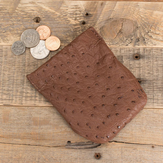 Ostrich Brown Coin Pouch