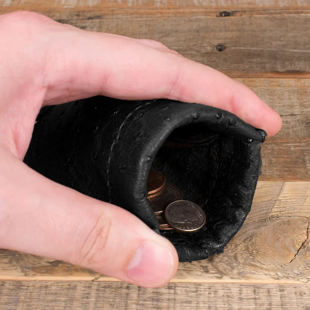 Ostrich Black Coin Pouch
