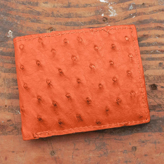Ostrich Orange Bifold Wallet