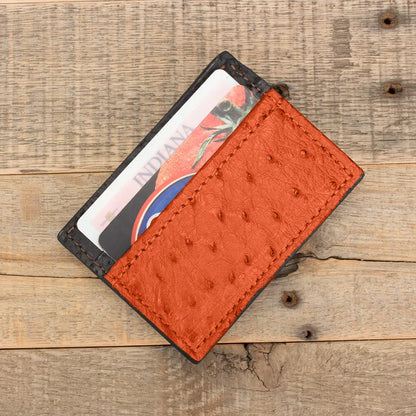 Ostrich Orange Money Clip Wallet