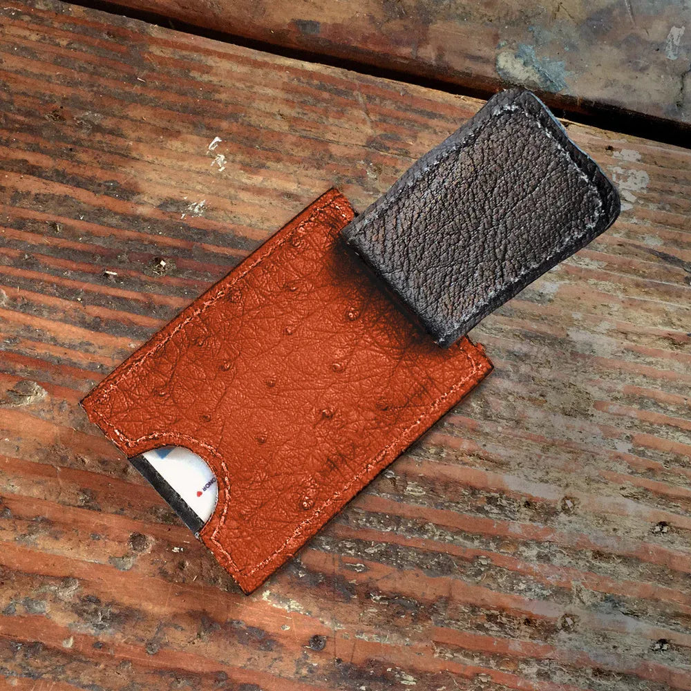 Ostrich Orange Money Clip Wallet