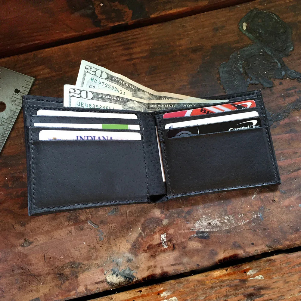 Ostrich Black Bifold Wallet
