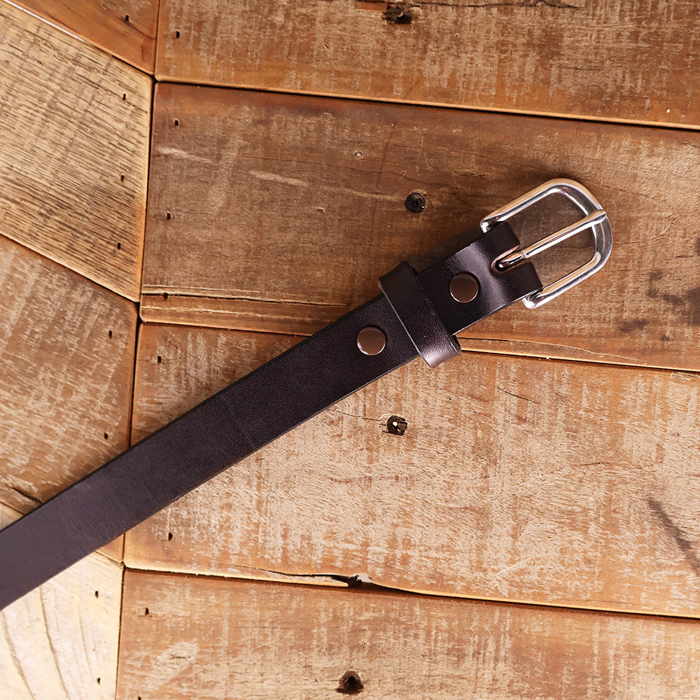 The Dakota - Women's Black Smooth 1" Belt with Silver Buckle