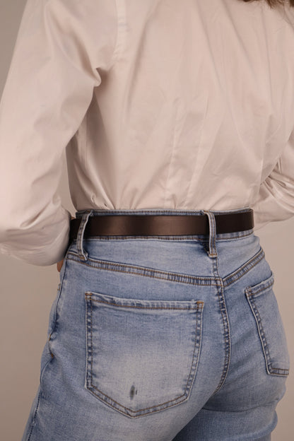 The Dakota - Women's Black Smooth 1" Belt with Silver Buckle