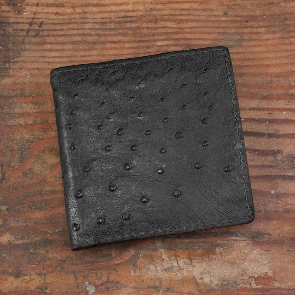 Ostrich Black Hipster Wallet