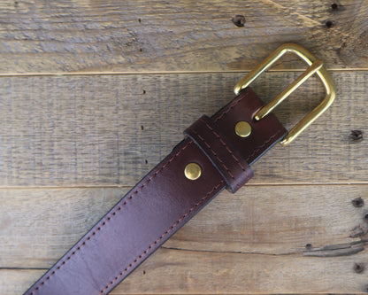 Stitched Brown Leather Belt