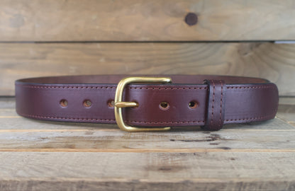 Stitched Brown Leather Belt