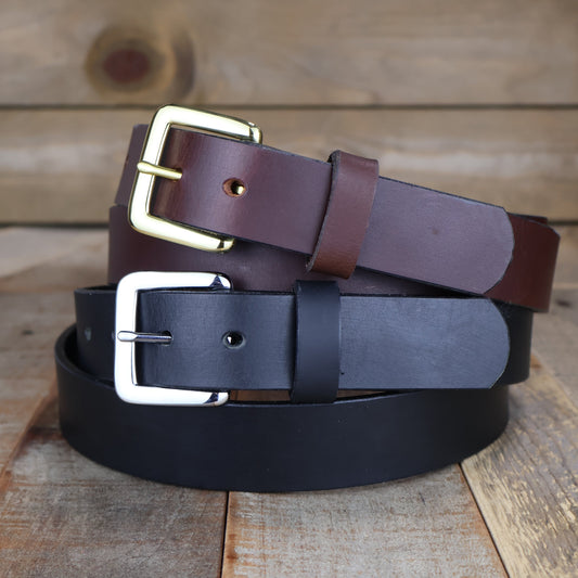 Smooth Black & Brown Dress Belt Set