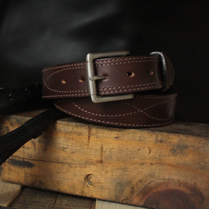 The Tool Belt - Dark Brown Figure 8 Leather Belt 1.5"