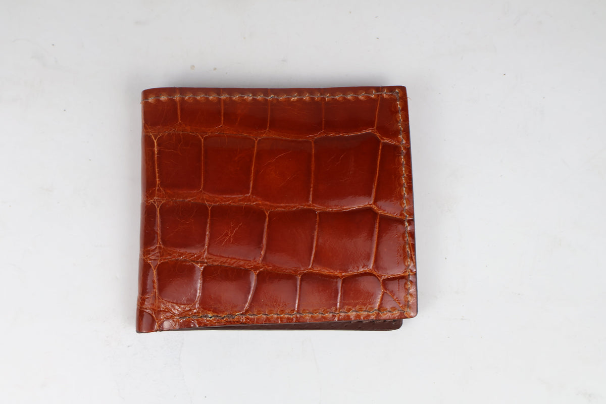 Alligator Cognac Wallet- SALE ITEM - Multiple Sizes