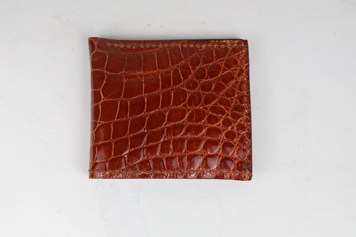 Alligator Cognac Wallet- SALE ITEM - Multiple Sizes