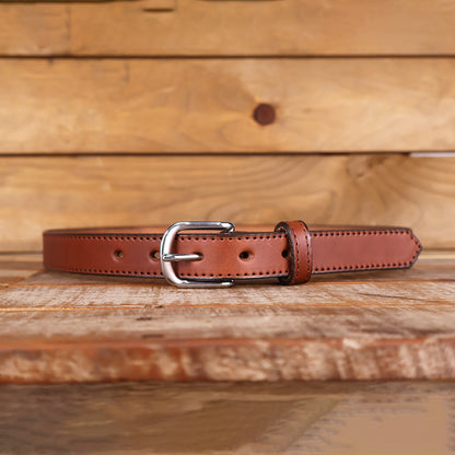 The Stitched Dakota - Women's Dark Brown Smooth 1" Belt with Silver Buckle