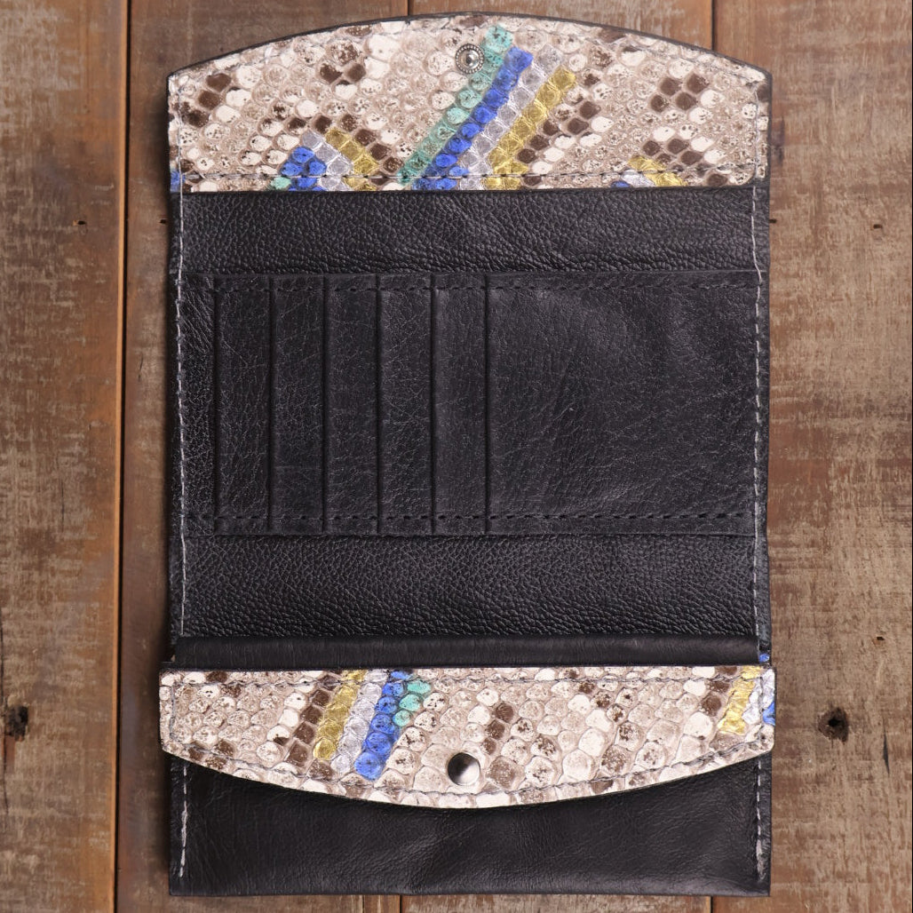 Women's Python Hand Painted Peacock Clutch