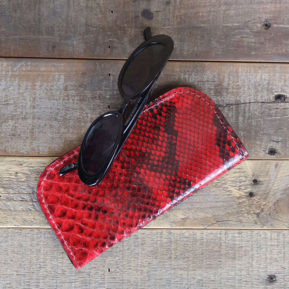 Women's Python Red Glasses Case & Wallet Bundle