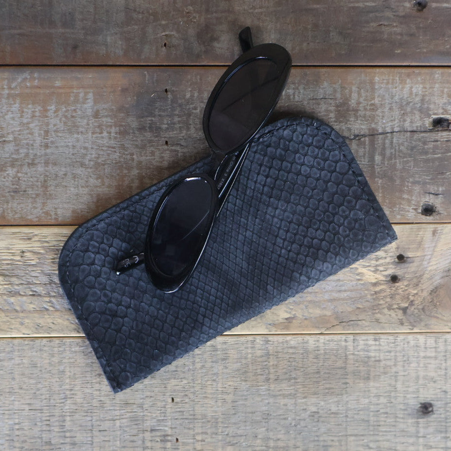 Python Black Suede Glasses Case & Clutch Bundle