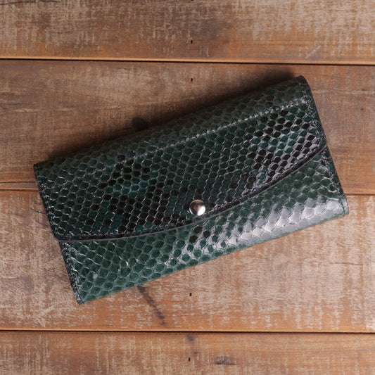 Women's Python Forest Green Clutch