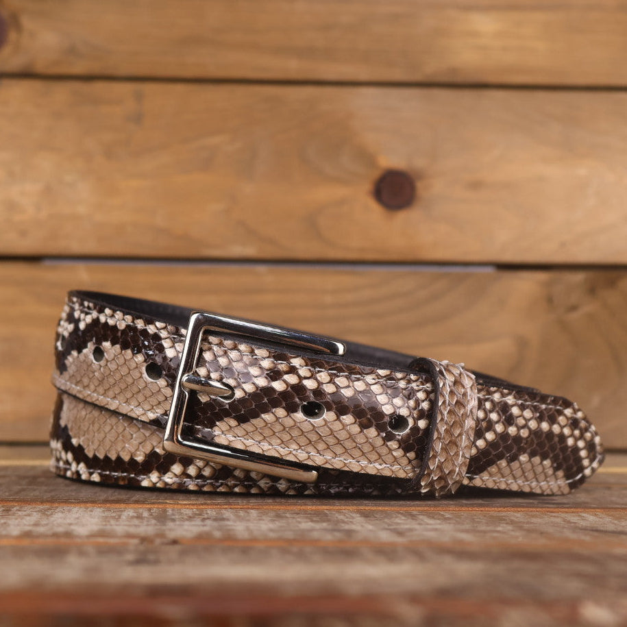 Women's Python Snakeskin Leather Belt - 1.25"