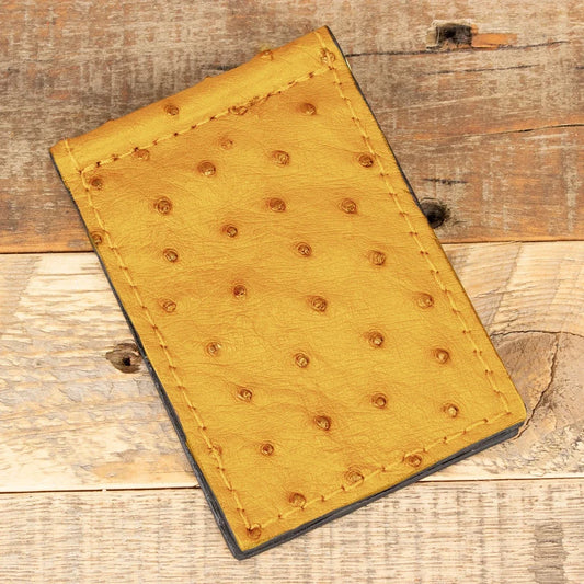 Ostrich Yellow Skinny Money Clip Wallet