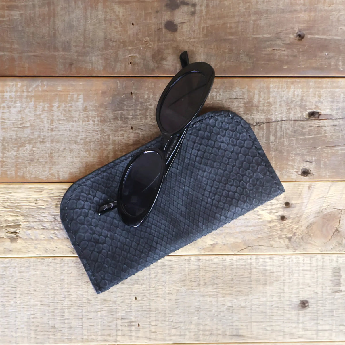 Python Black Suede Glasses Case & Wallet Bundle