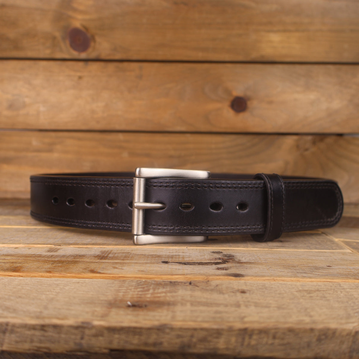 The Double Ridge Steel Core - Steel Core Black Leather Belt 1.5"