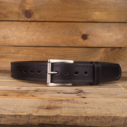 The Double Ridge Steel Core - Steel Core Black Leather Belt 1.5"