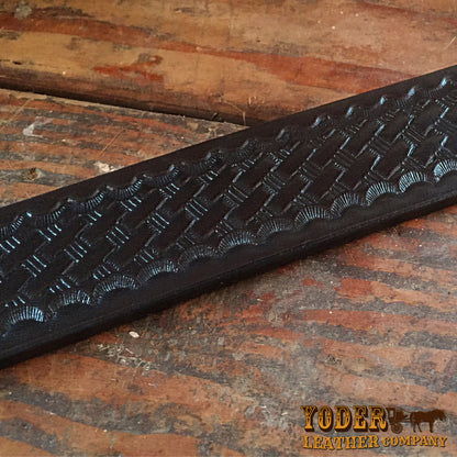 Basket Weave Leather Black Belt