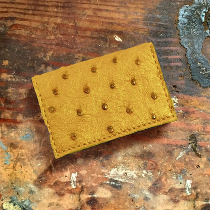 Ostrich Yellow Card Case Wallet