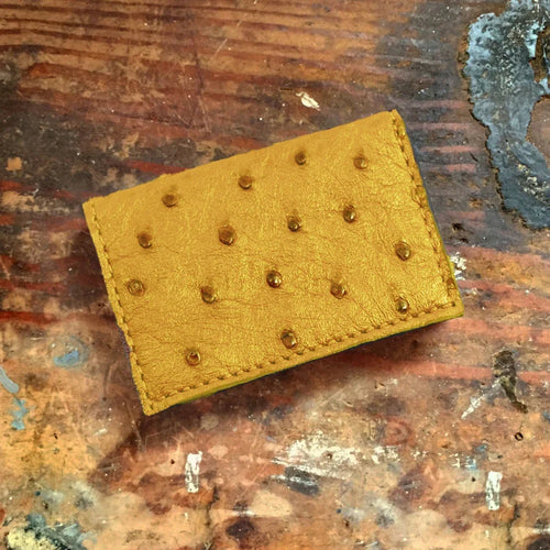 Ostrich Yellow Card Case Wallet