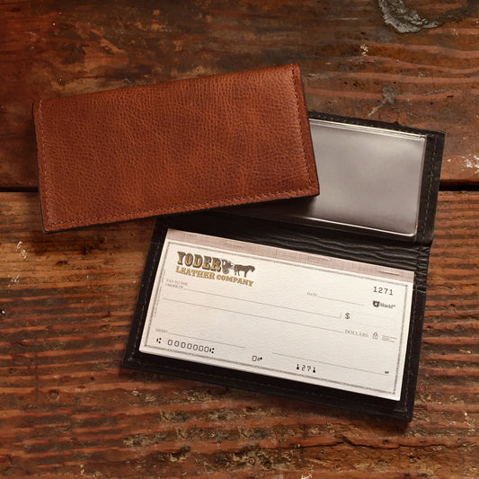 Cowhide Brown Checkbook