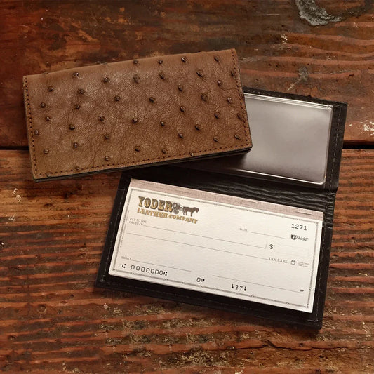 Ostrich Brown Checkbook Cover
