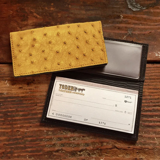Ostrich Yellow Checkbook Cover