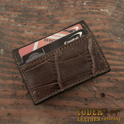 Alligator Matte Brown Money Clip Wallet