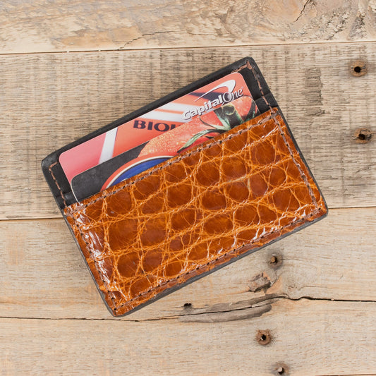 Cognac Alligator Card Case Holder