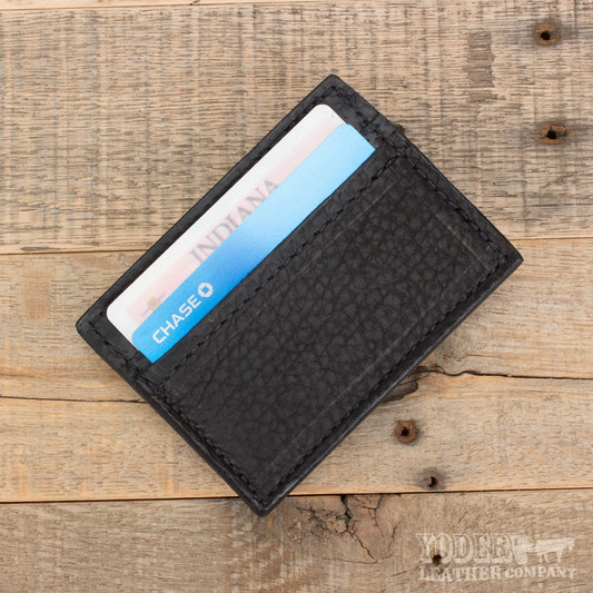 Black Bison Leather Card Case Holder