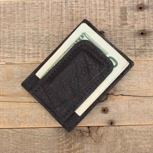 Cowhide Black Money Clip Wallet