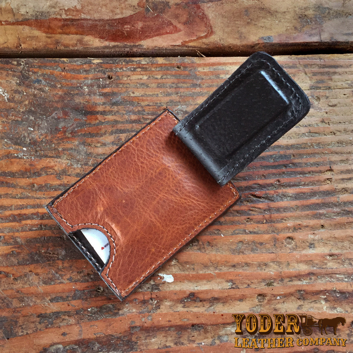 Cowhide Brown Money Clip Wallet