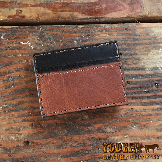 Brown Cowhide Leather Card Case Holder