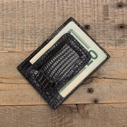 Lizard Black Money Clip Wallet