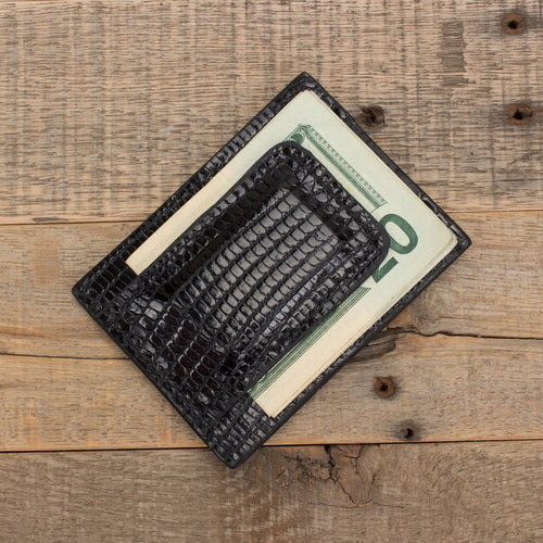 Lizard Black Money Clip Wallet