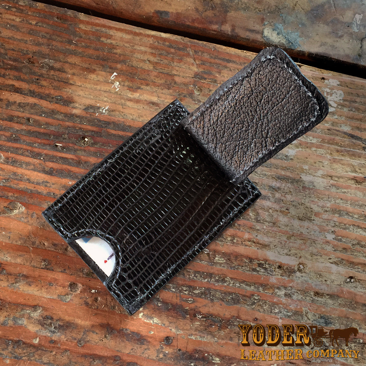 Lizard Black Money Clip Wallet